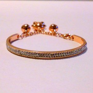 Rose Gold Plated Rhinestone Teddy Bear Cuff Bracelet
